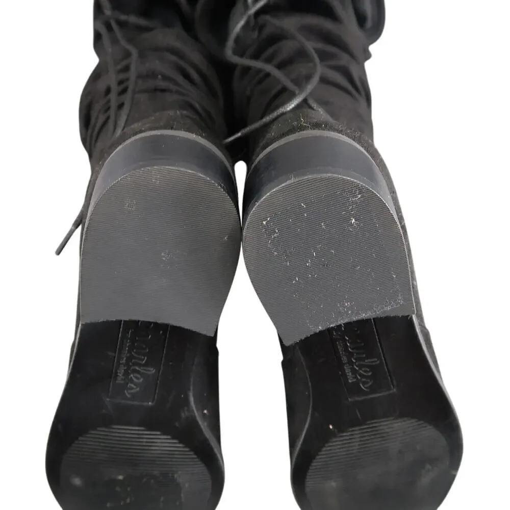 Charles David Shoes Women 7 Boots Fashion Over The Knee Gammon Pull On Tie Black